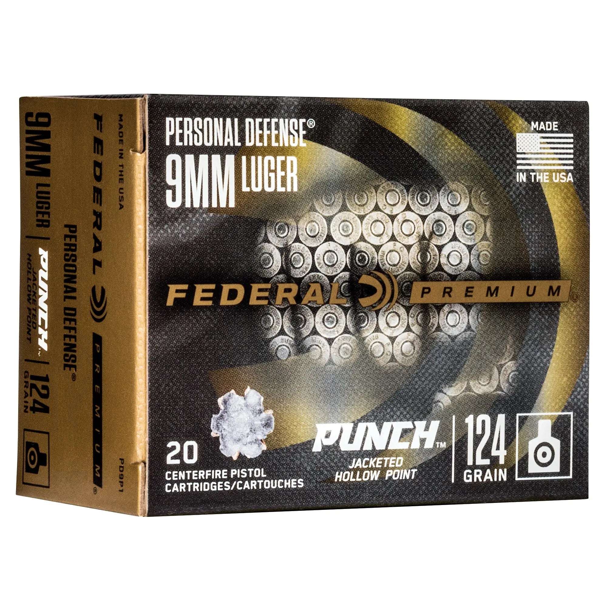 FED PUNCH 9MM 124GR PUNCH JHP 20/200 - American Ordnance