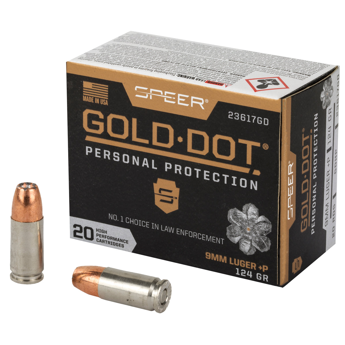 SPEER GOLD DOT 9MM+P 124GR HP 20RD