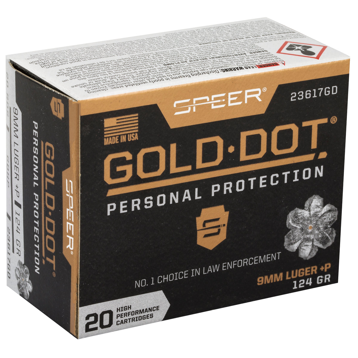 SPEER GOLD DOT 9MM+P 124GR HP 20RD