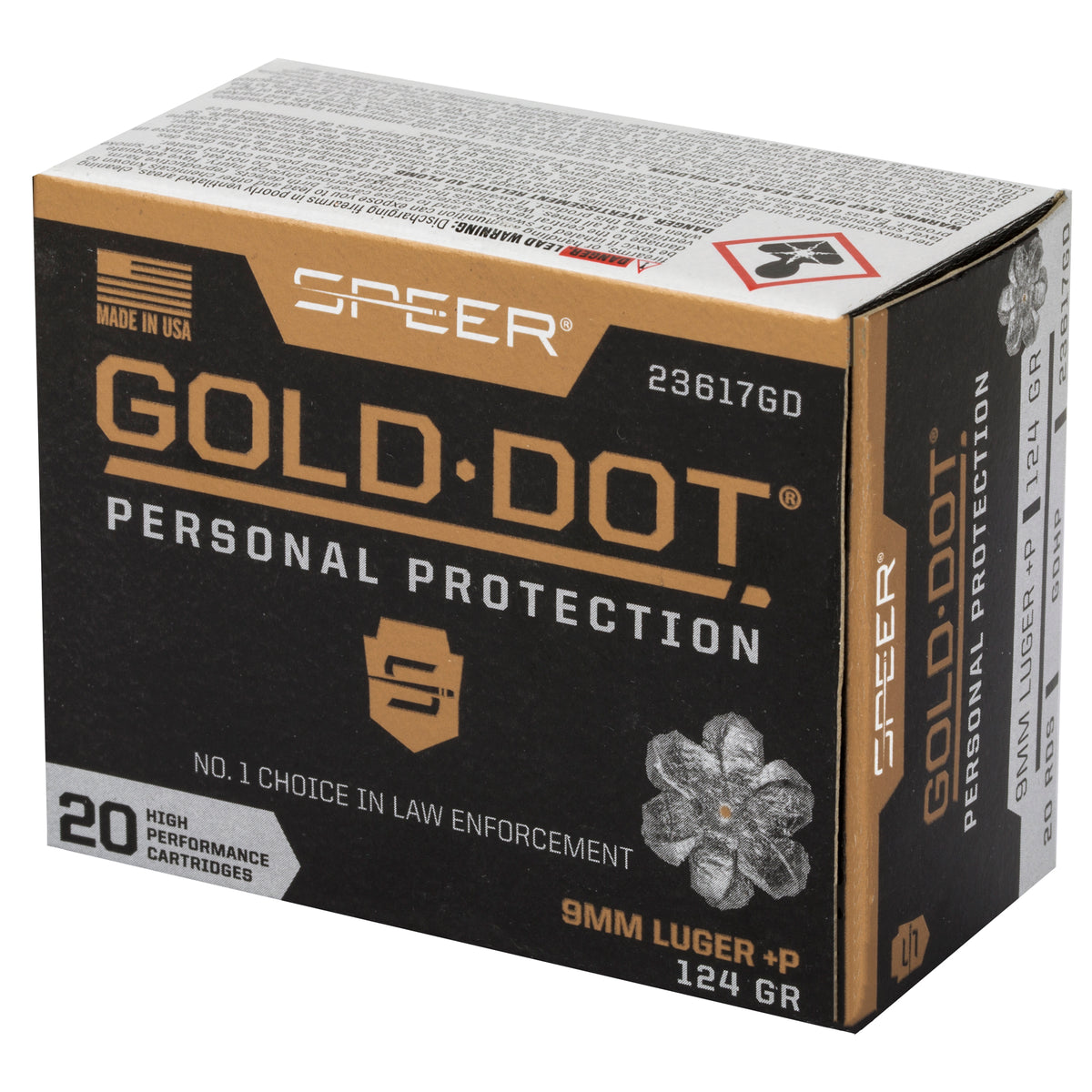 SPEER GOLD DOT 9MM+P 124GR HP 20RD