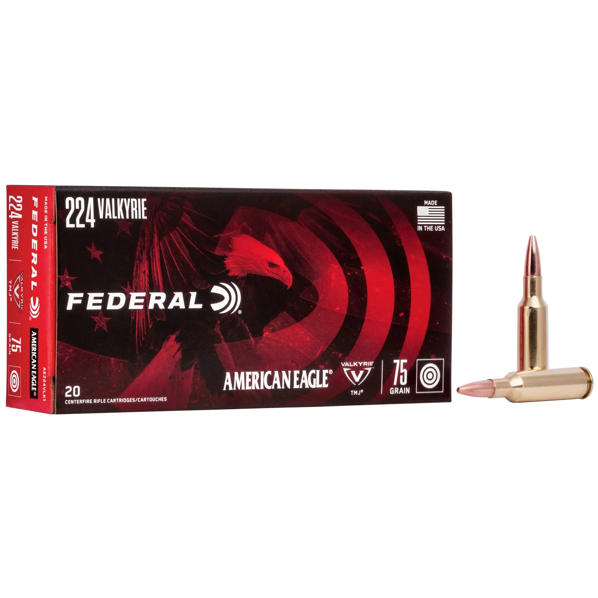 FED AM EAGLE 224VLK 75GR TMJ 20/200 - American Ordnance