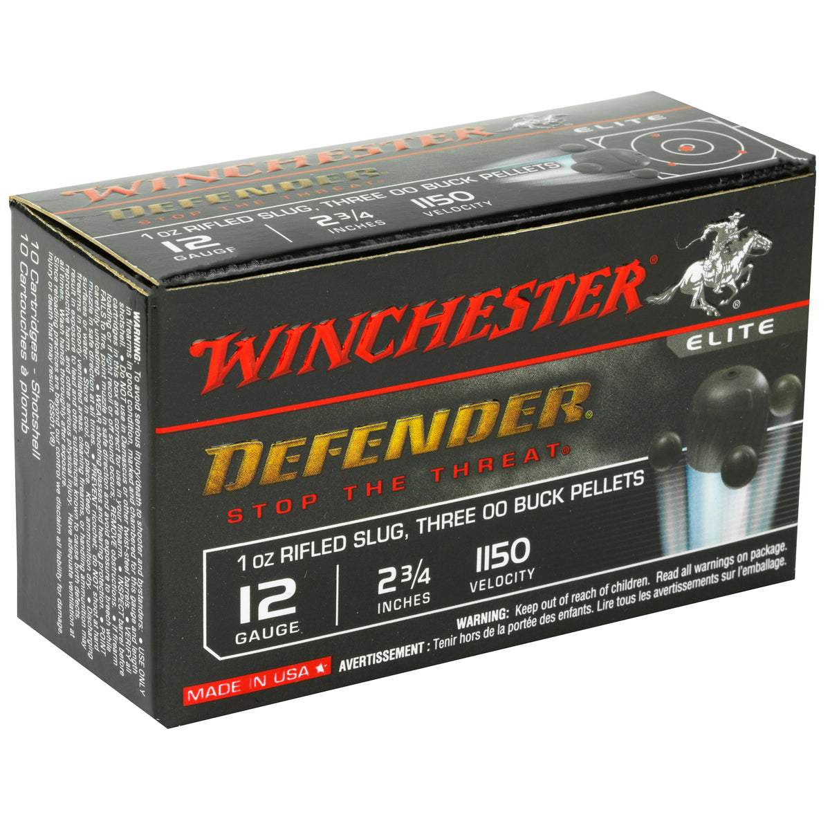 WINCHESTER DEFENDER 12GA 2.75&quot; 3-00/1OZ 10RD