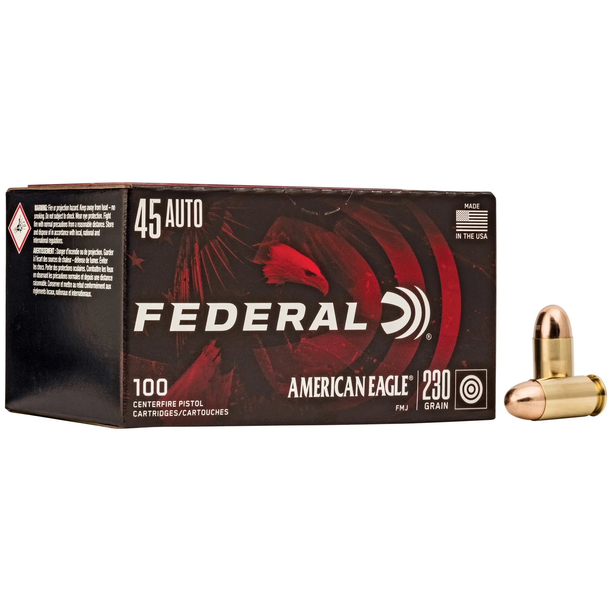 FED AM EAGLE 45ACP 230GR FMJ 100/500 - American Ordnance