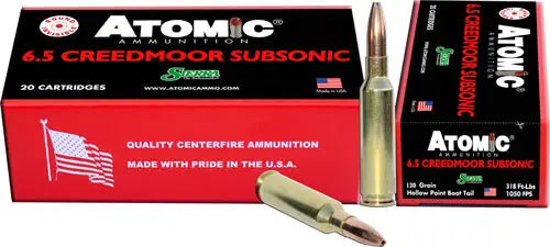 HPBT 20RD 10BX/CSATOMIC 6.5 CM 130GR SUBSONIC - American Ordnance