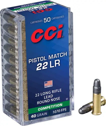 LEAD-RN 1070FPS 50RD 100BX/CSCCI PISTOL MATCH 22LR 40GR - American Ordnance