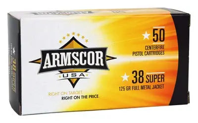 50RD 20BX/CS MADE IN USAARMSCOR 38 SUPER 125GR FMJ - American Ordnance