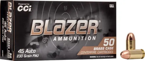 FMJ 50RD 20BX/CSCCI BLAZER BRASS 45 ACP 230GR - American Ordnance