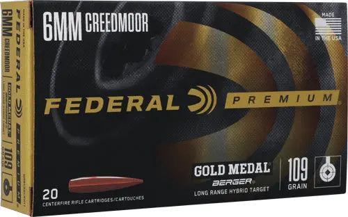 109GR LR TARGET 20RD 10BX/CSFEDERAL GOLD MEDAL 6MM CM - American Ordnance