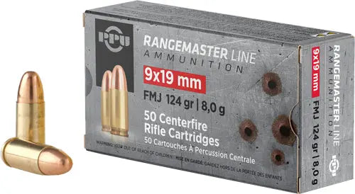 124GR FMJ 50RD 20BX/CSPPU RANGEMASTER 9MM LUGER - American Ordnance