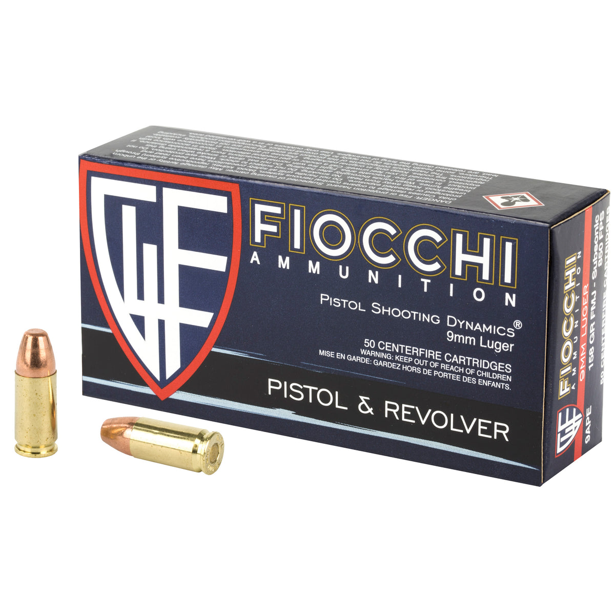 FIOCCHI SUBSONIC 9MM 158GR FMJ 50RD