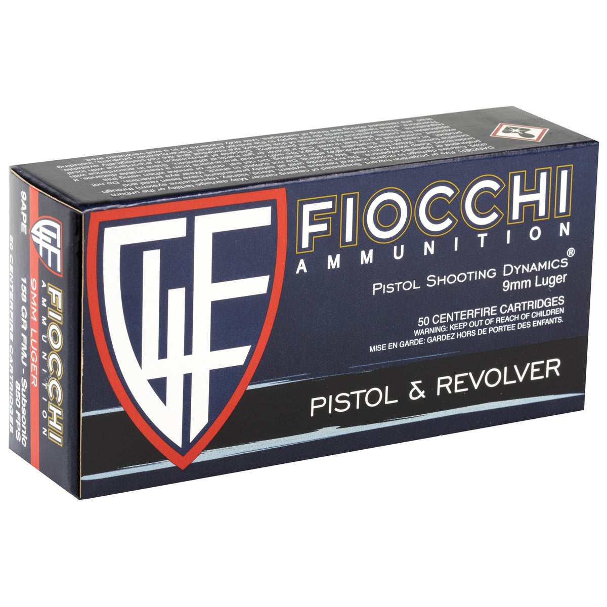 FIOCCHI SUBSONIC 9MM 158GR FMJ 50RD