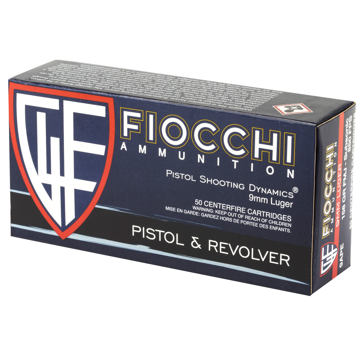 FIOCCHI SUBSONIC 9MM 158GR FMJ 50RD