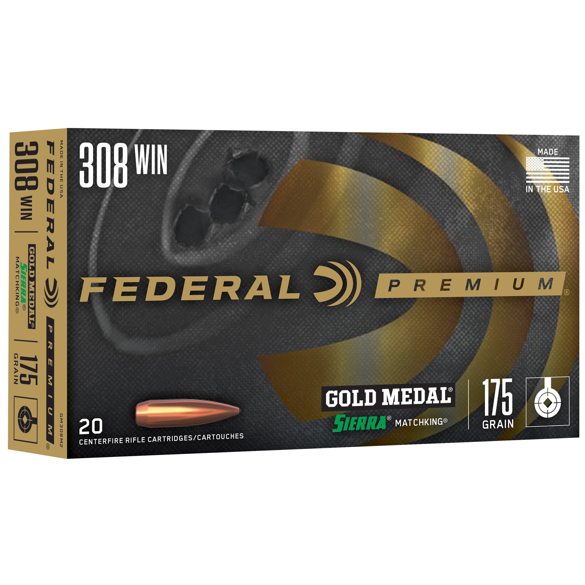 FED GOLD MDL 308WN 175GR BTHP 20/200 - American Ordnance