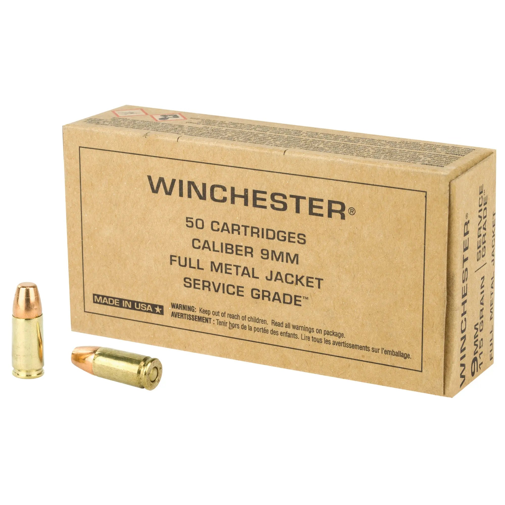 WIN SERVICE GRADE 9MM 115GR 50/500 - American Ordnance