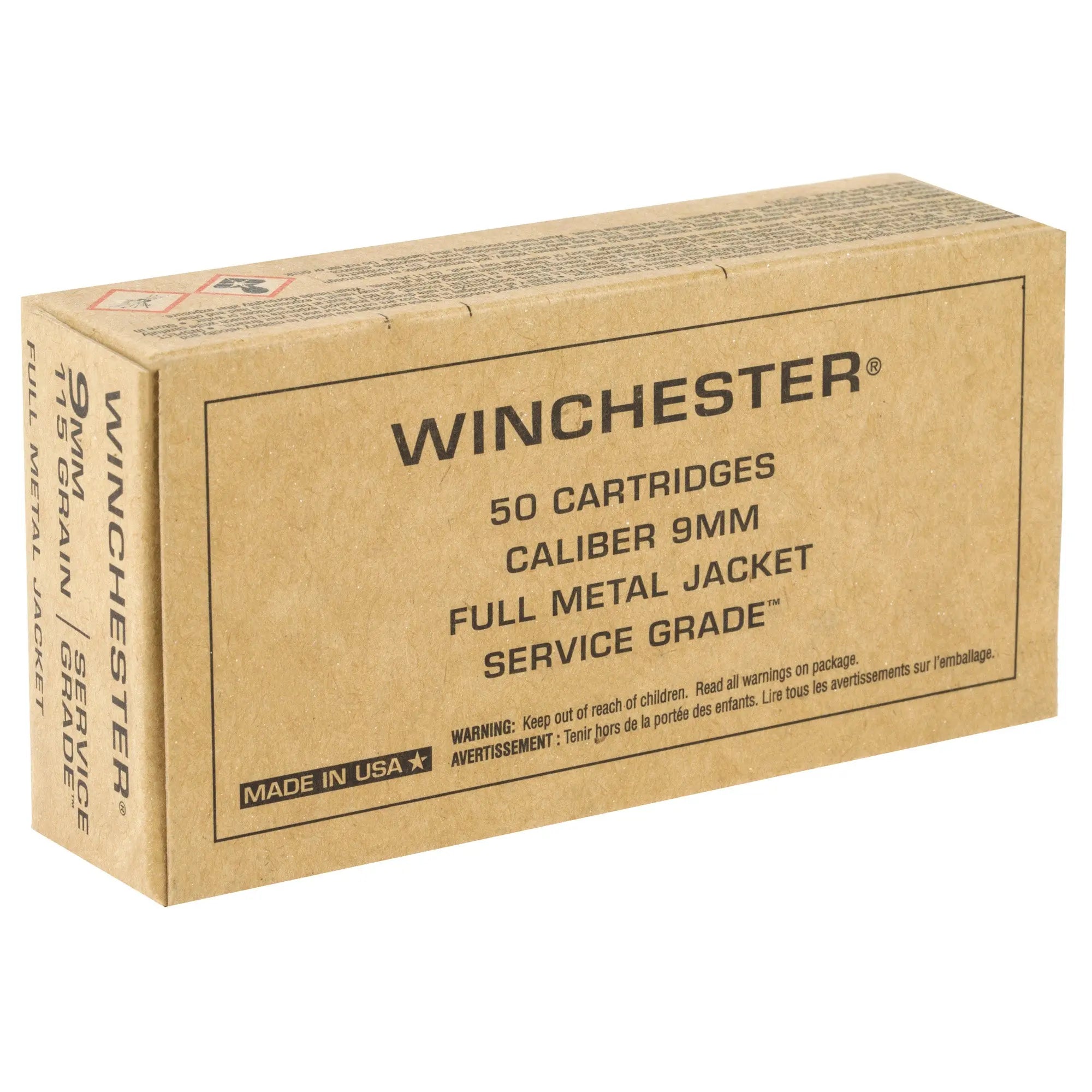 WIN SERVICE GRADE 9MM 115GR 50/500 - American Ordnance