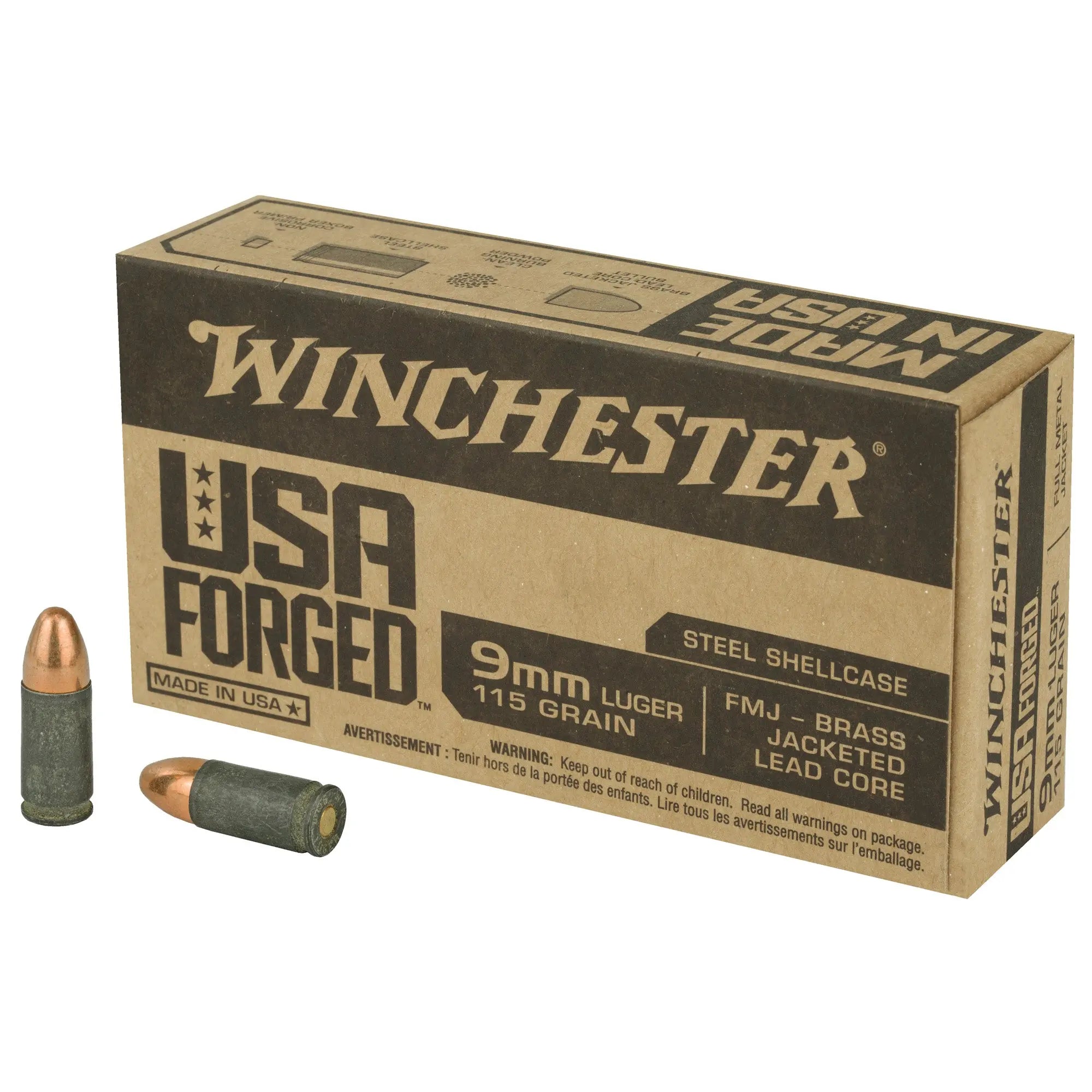 WIN 9MM 115GR FMJ STEEL CASE 50/500 - American Ordnance