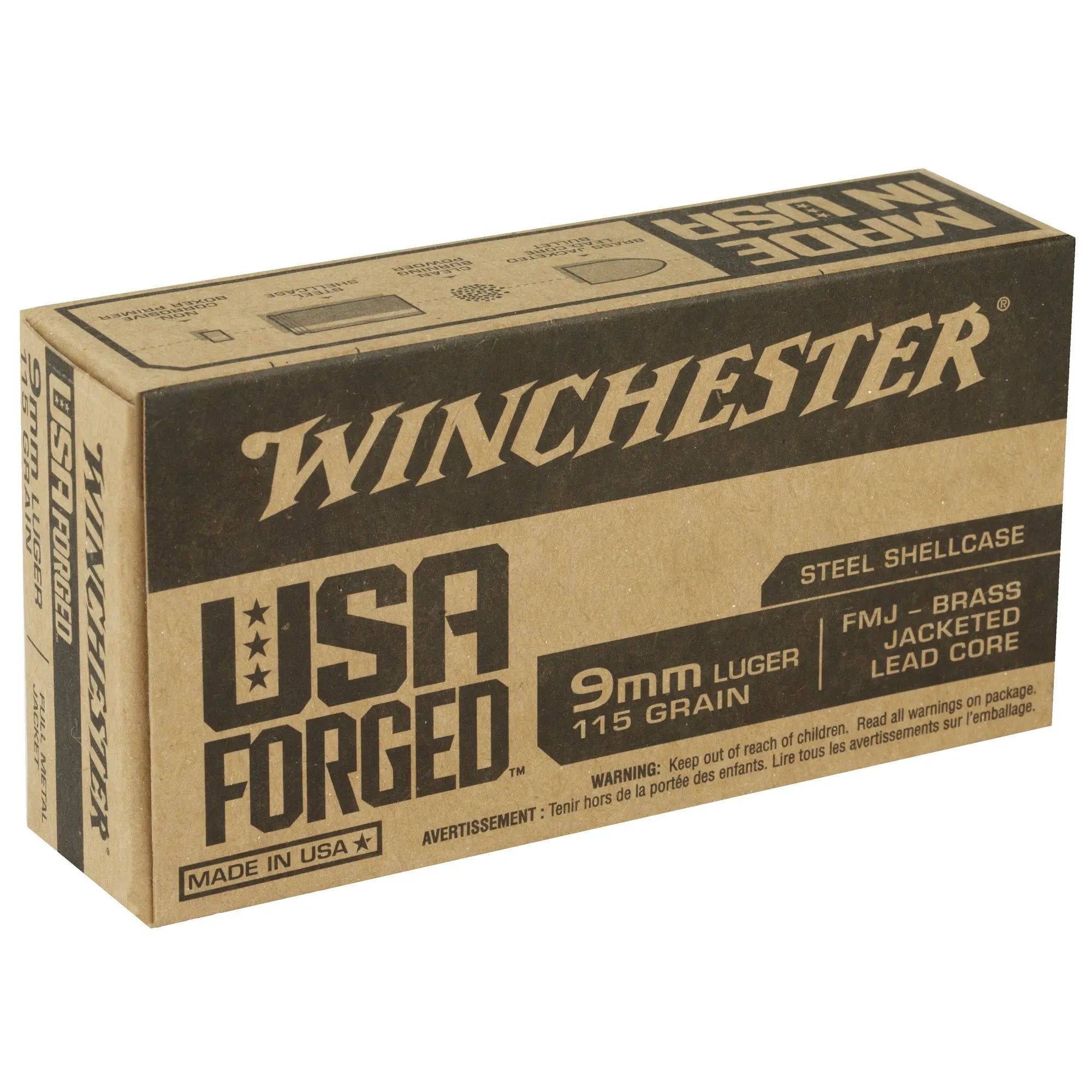 WIN 9MM 115GR FMJ STEEL CASE 50/500 - American Ordnance