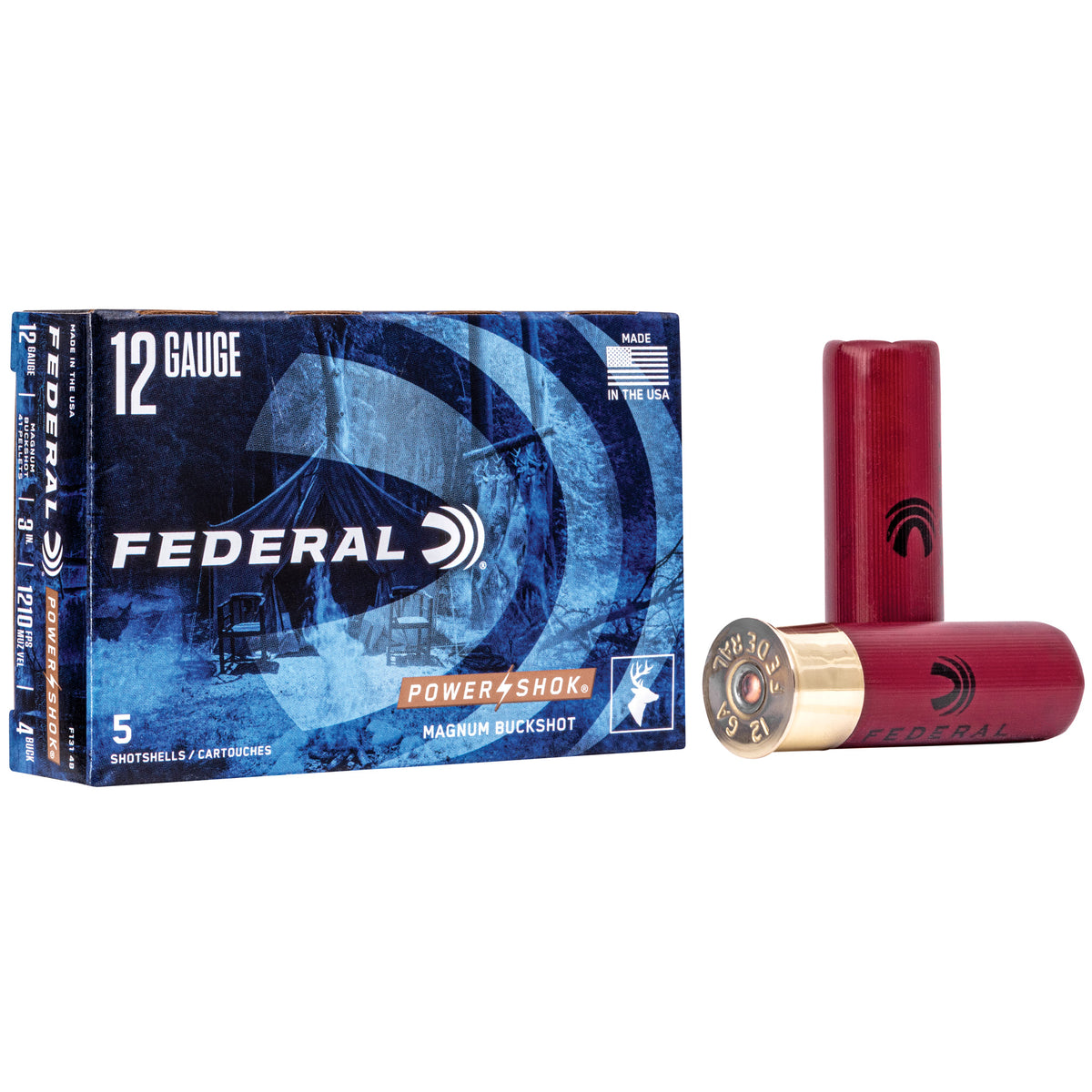 FEDERAL POWERSHOK 12GA 3&quot; MG #4 BCK 5RD