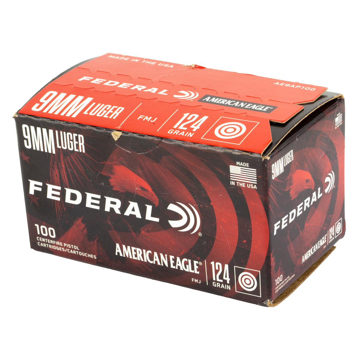 FED AM EAGLE 9MM 124GR FMJ 100RD - American Ordnance