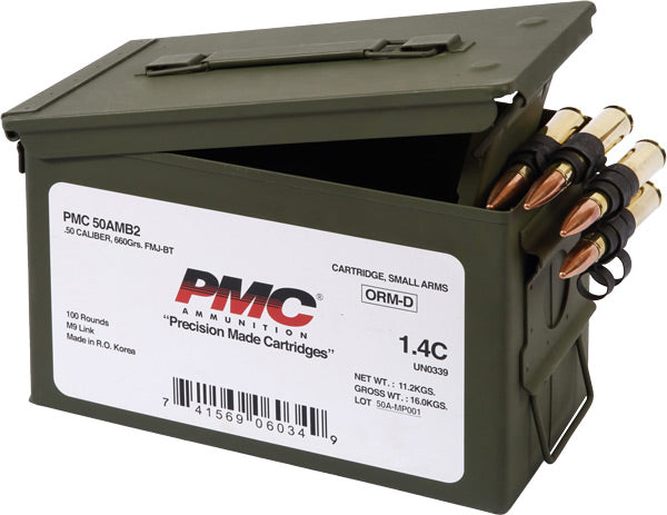 LINKED FMJ-BT 100RDPMC 50 BMG AMMO CAN 660GR - American Ordnance