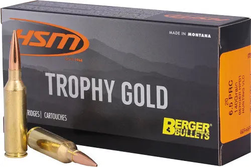 140GR BERGER VLD 20RD 25BX/CSHSM TROPHY GOLD 6.5 PRC - American Ordnance