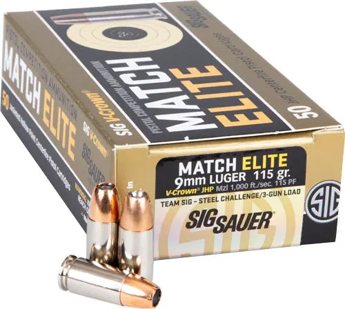 COMPETITION JHP 50RD 10BX/CSSIG 9MM LUGER 115GR ELITE - American Ordnance