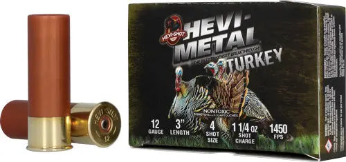 12GA 3&quot; 1-1/4OZ #4 5RD 10/CS&lt;HEVI-SHOT HEVI-METAL TURKEY - American Ordnance