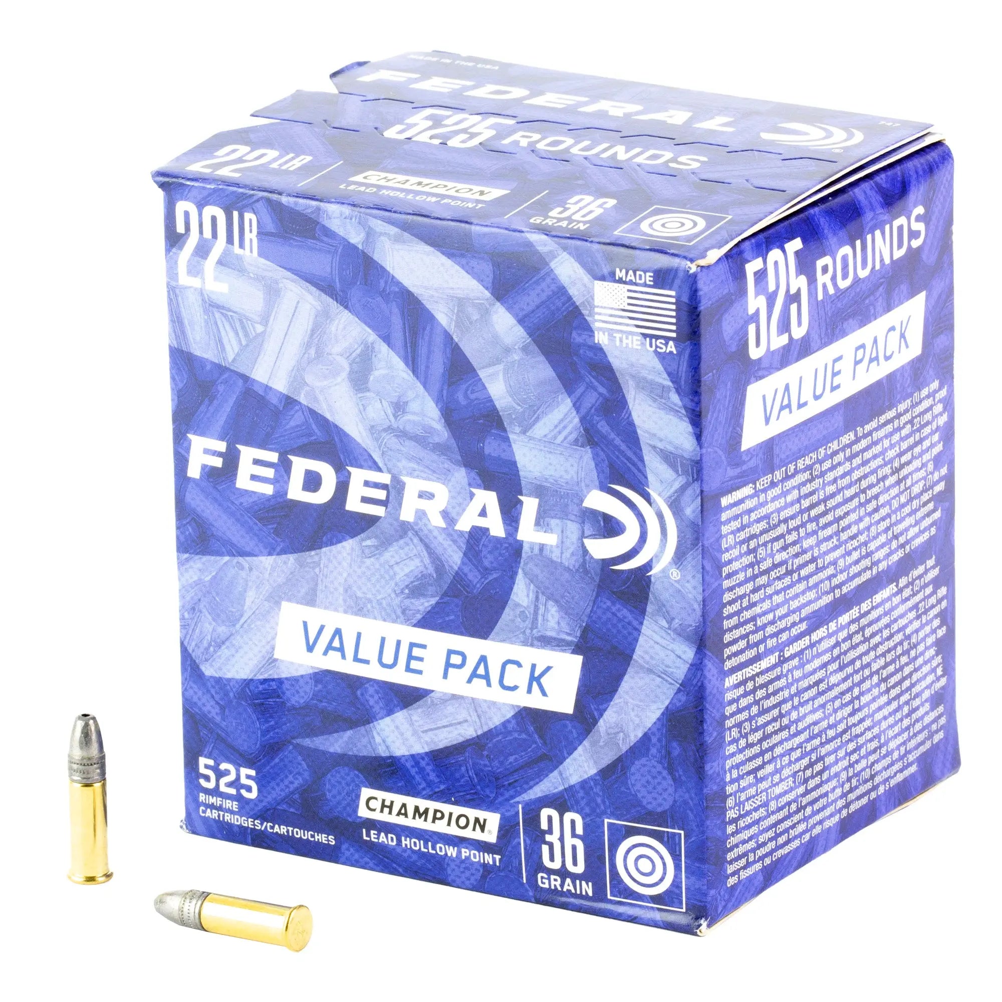 FED 22LR 36GRN LEAD HP 525 CT - American Ordnance