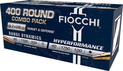 100RD 40GR JHP COMBO PACKFIOCCHI 5.7X28 300RD 40GR FMJ - American Ordnance