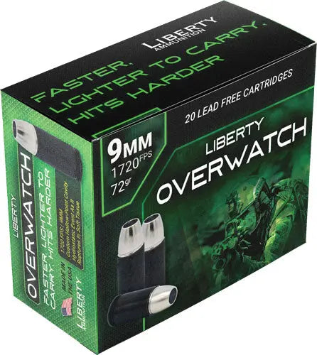 9MM LUGER 72GR HP 20RD 10BX/CSLIBERTY OVERWATCH - American Ordnance