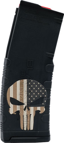 5.56&quot; PUNISHER W/ FLAG ETCHEDBLACK RAIN MAGAZINE AR15 30RD - American Ordnance