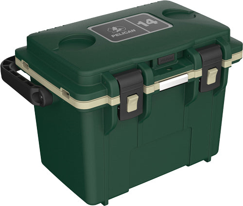 HUNTER GREEN/TAN  DRY STORAGEPELICAN COOLERS IM 14 QUART - American Ordnance