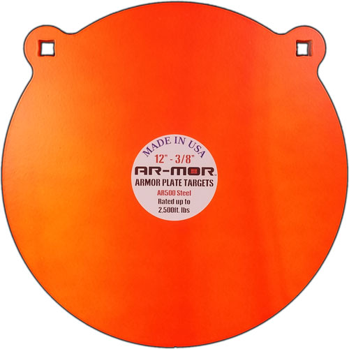 3/8&quot; THICK STEEL ORANGE ROUNDAR-MOR 12&quot; AR500 STEEL GONG - American Ordnance