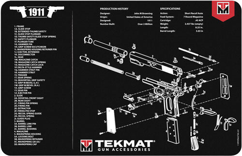 11&quot;X17&quot; 1911 PISTOLTEKMAT ARMORERS BENCH MAT - American Ordnance