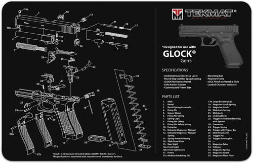 11"x17" FOR GLOCK G5 BLACKTEKMAT ARMORERS BENCH MAT - American Ordnance