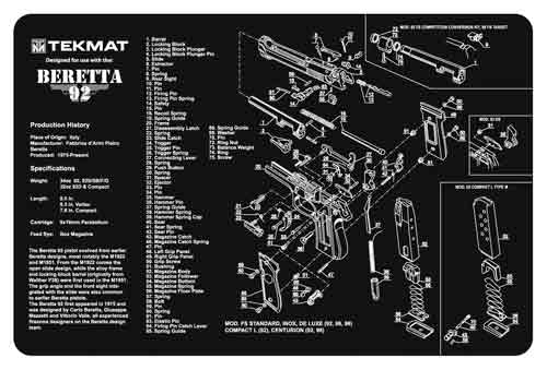 11&quot;x17&quot; BERETTA 92 PISTOLTEKMAT ARMORERS BENCH MAT - American Ordnance