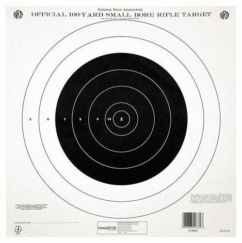 100YD. SINGLE BULLSEYE 12PKCHAMPION TGT PAPER 14&quot;X14&quot; - American Ordnance