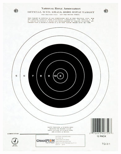 50YD. SMALL BORE RIFLE 12PKCHAMPION TGT PAPER 7&quot;X9&quot; - American Ordnance