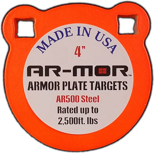 3/8" THICK STEEL ORANGE ROUNDAR-MOR 4" AR500 STEEL GONG - American Ordnance