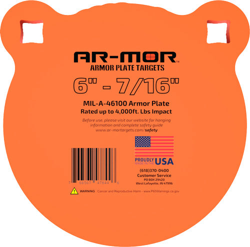 7/16&quot; THICK STEEL ORANGE ROUNDAR-MOR 6&quot; MIL46100 STEEL GONG - American Ordnance