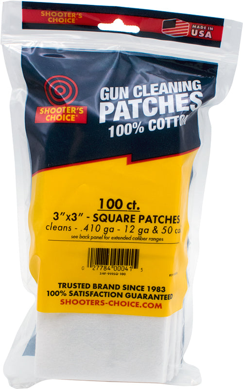 CLEANING PATCHES 100 PACKSHOOTERS CHOICE 3&quot; SQUARE - American Ordnance