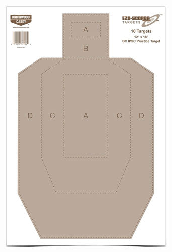 IPSC PRACTICE 10 TARGETSB/C TARGET EZE-SCORER 12"X18" - American Ordnance