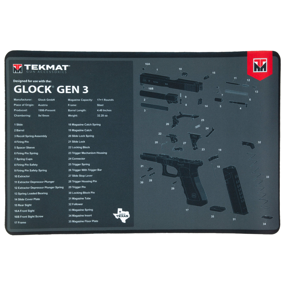 TEKMAT PISTOL MAT FOR GLOCK GEN3 - American Ordnance