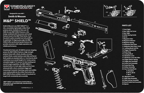 11&quot;X17&quot; S&amp;W M&amp;P SHIELD BLACKTEKMAT ARMORERS BENCH MAT - American Ordnance