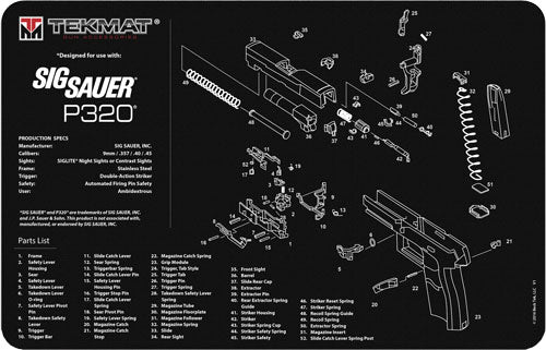 11"X17" SIGARMS P320 BLACKTEKMAT ARMORERS BENCH MAT - American Ordnance