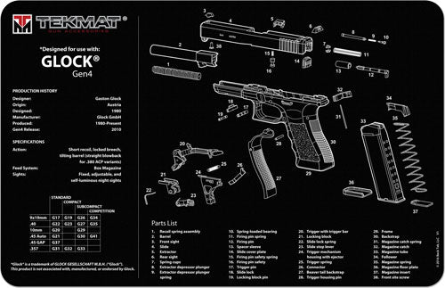 11&quot;x17&quot; FOR GLOCK G4 BLACKTEKMAT ARMORERS BENCH MAT - American Ordnance