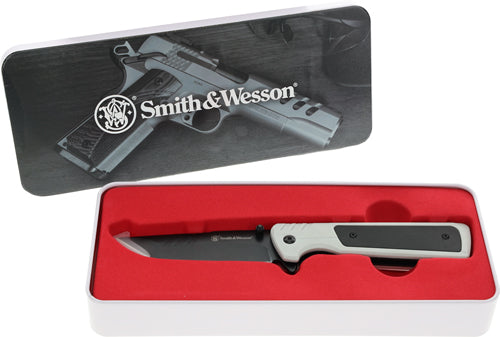 /GREY W/GIFT TIN PROMO Q4&lt;S&amp;W KNIFE 1911 FOLDER 3&quot; BLACK - American Ordnance