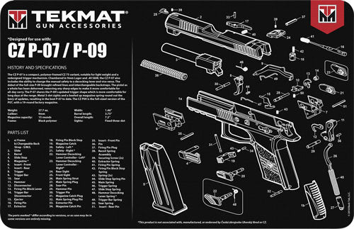 11"x17" CZ P-07/09 PISTOLTEKMAT ARMORERS BENCH MAT - American Ordnance