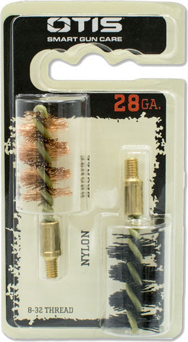 1-NYLON 1-BRONZE 8-32MM THREADOTIS BORE BRUSH .28 GA 2-PACK - American Ordnance