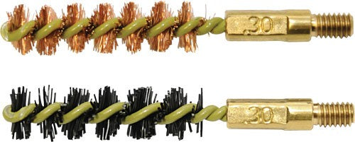 1-NYLON 1-BRONZE 8-32 THREADOTIS BORE BRUSH .30 CAL 2-PK - American Ordnance